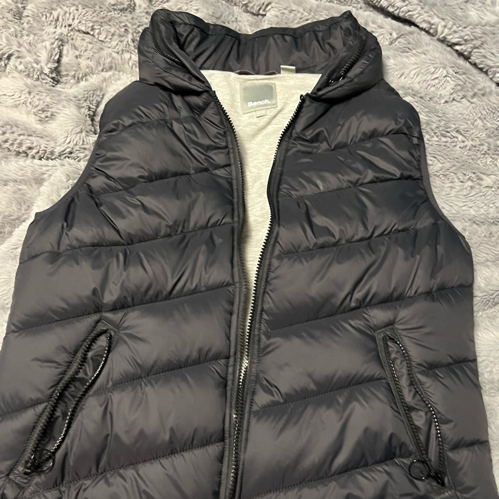 Bench Black Puffer Vest with hood.